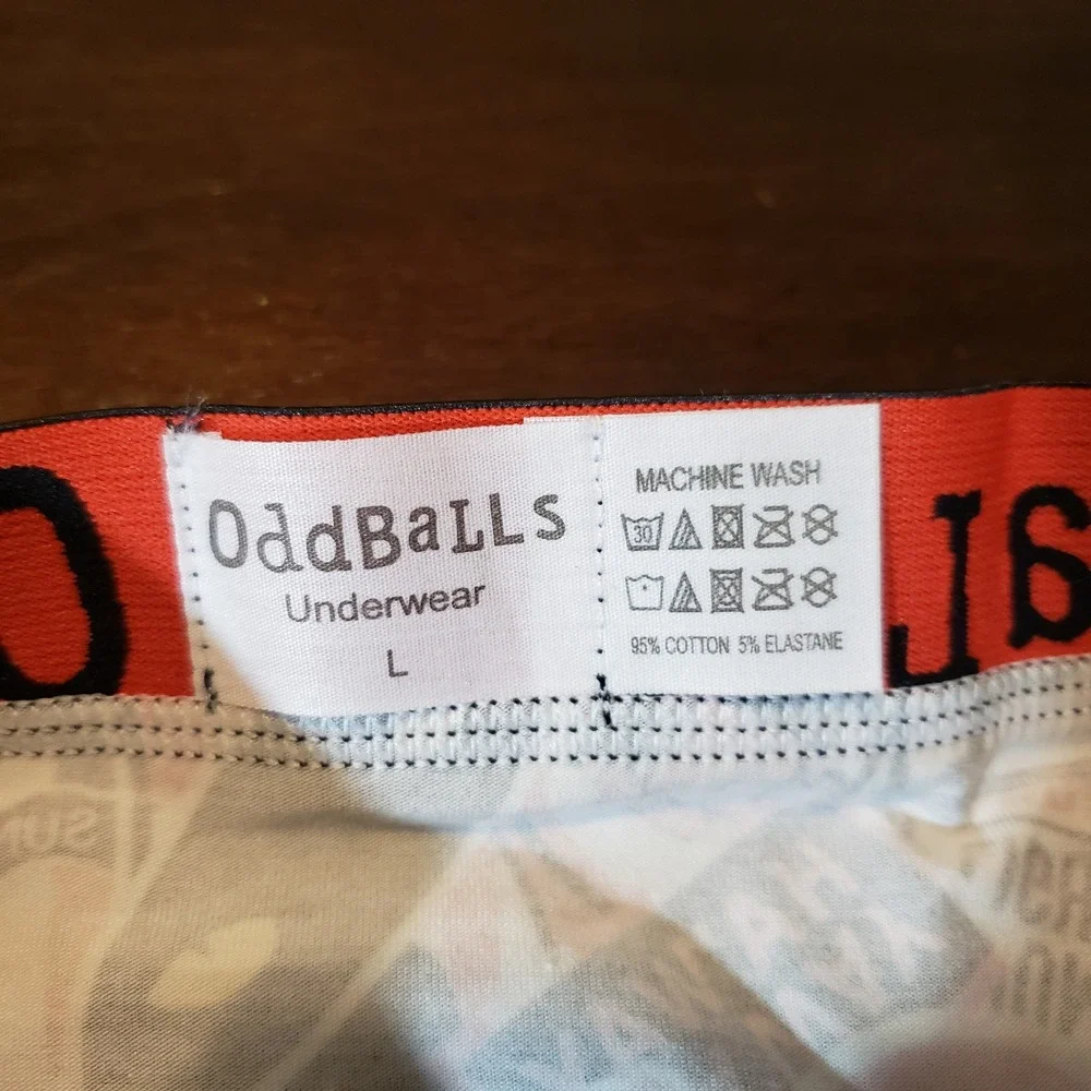 OddBalls Boxer Briefs Sunderland Mash Up Underwear Red Black‎ Mens Size Large